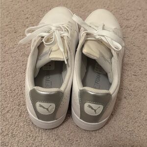 Puma White Sneakers with Silver Heel Patch